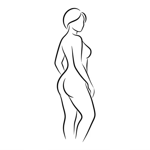 Cartoon Outline of a Curvy Female Figure - Elegance in Simplicity