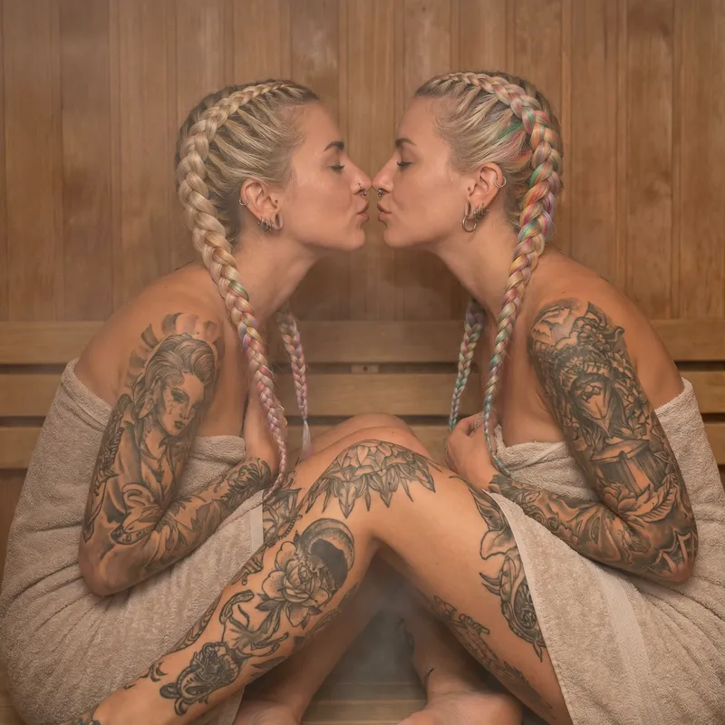 Rainbow Dutch Braids & Steamy Sauna Love