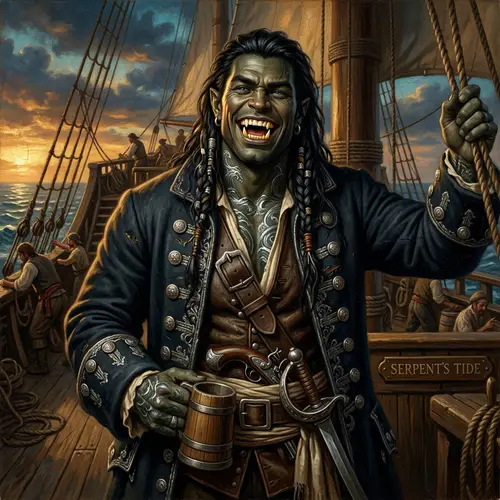 Half-Orc Pirate Captain in Da Vinci Style