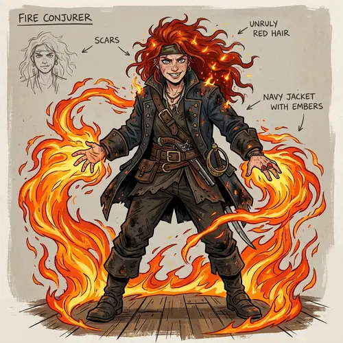 Fiery Female Pirate Captain Concept Art
