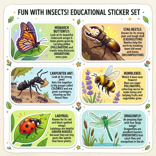 Colorful Educational Insect Stickers for Young Learners