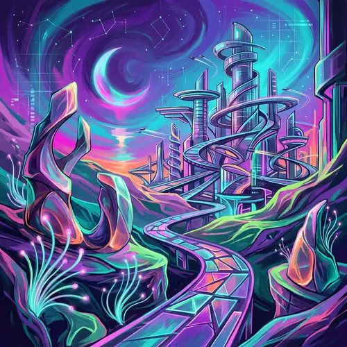 Surreal Neon Landscape Art – Digital NFT Inspired Creation