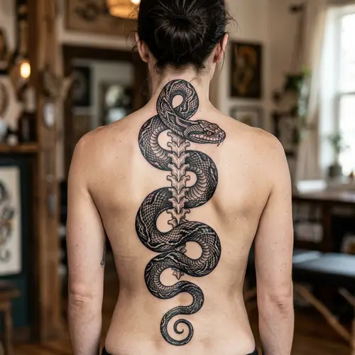 Snake Tattoo Design for Back | Intricate and Lifelike Artwork