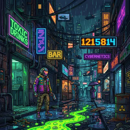 8 Bit Pixel Art: Cyberpunk Toxic Multicolor Design