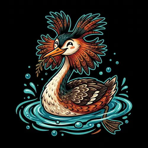 Whimsical Pūteketeke Bird Illustration for T-Shirt Printing