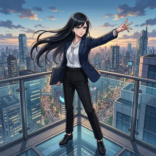 Dynamic Anime Style Character in Elegant Attire | Urban Setting