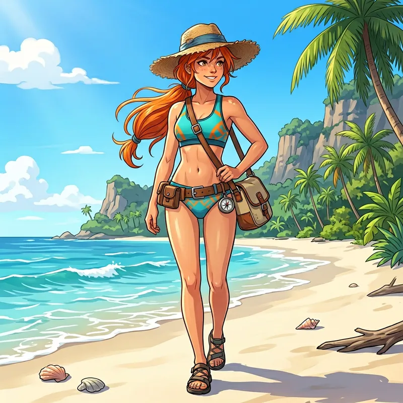 Nami in Bikini One Piece on Sunny Beach