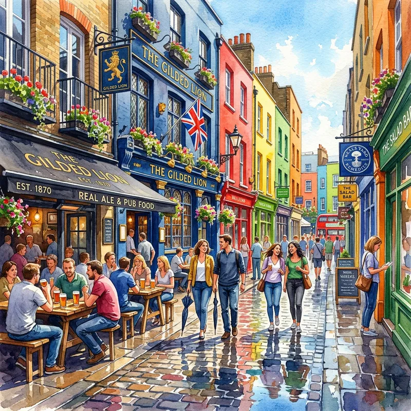 Vibrant London Pubs and Bars in Watercolor