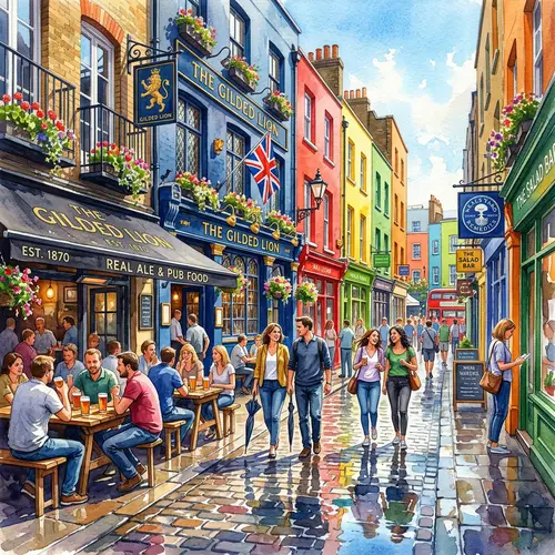 Vibrant London Pubs and Bars in Watercolor