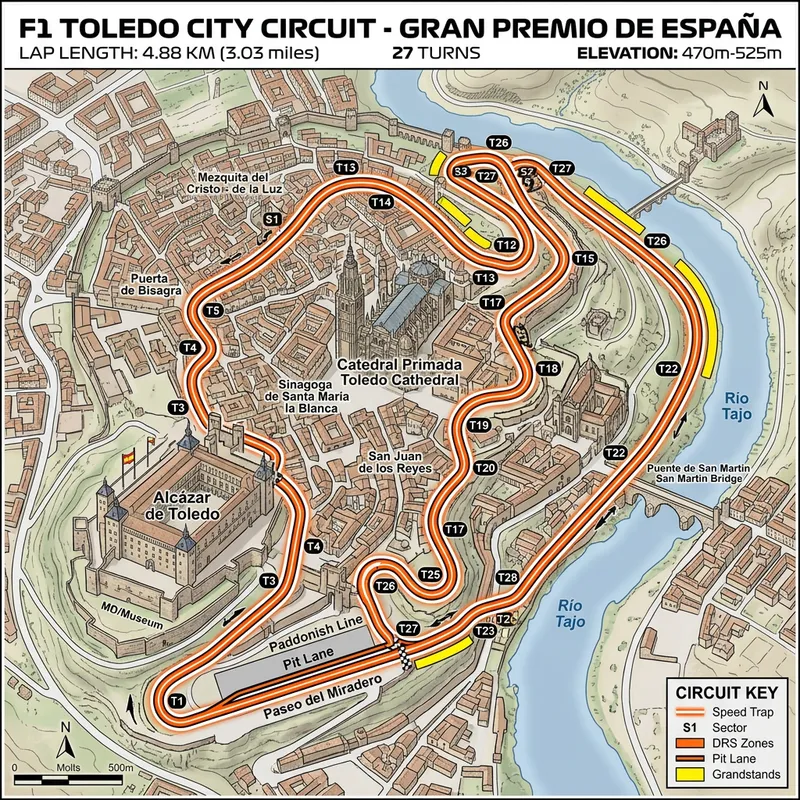 Toledo Formula 1 City Map Circuit Design | Explore Racing in Toledo