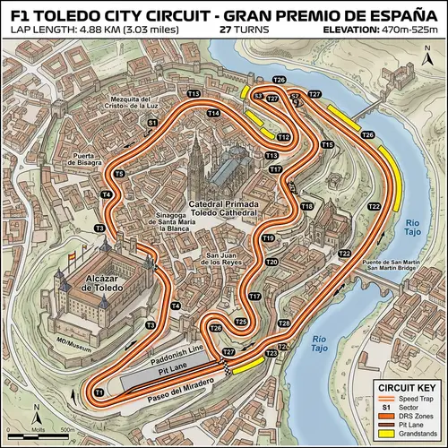 Toledo Formula 1 City Map Circuit Design