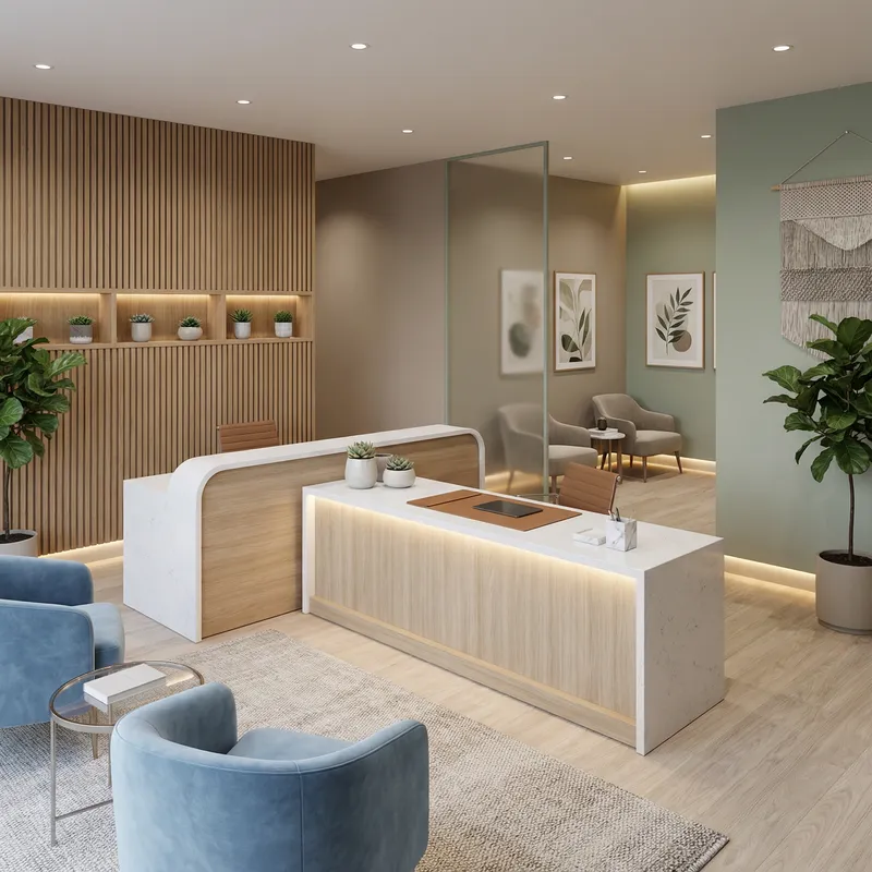 Elegant Clinic Reception Area 3D Visualization Elegant Clinic Reception Area 3D Visualization