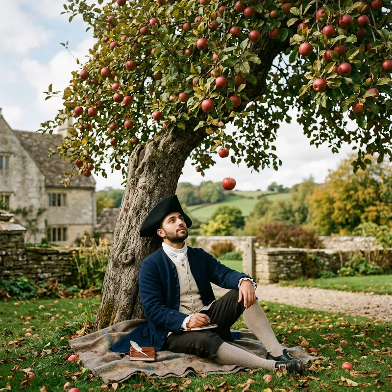 Newton Under the Apple Tree: Gravity's Moment