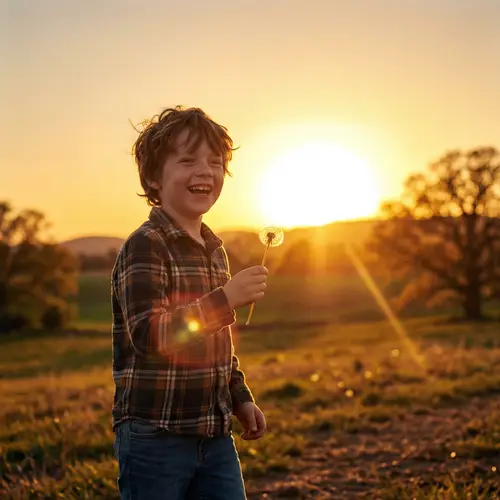 8-Year-Old Boy with a Sunny Background