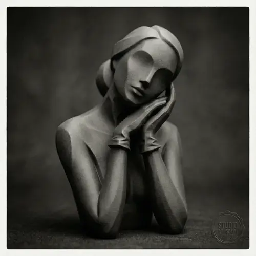 Black & White Fine Art Photography Portrait of 3D Model