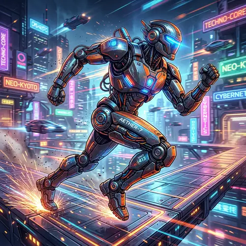 Futuristic Robot Illustration in Action