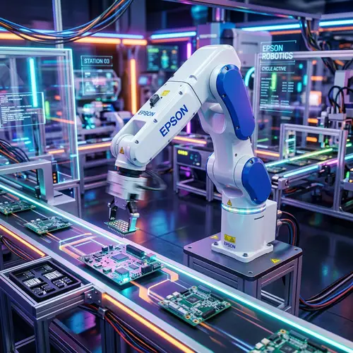 Epson Robot in Action: Vibrant Colors & Futuristic Design