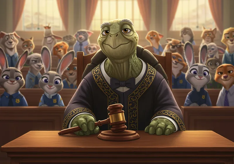 Zootopia Style Turtle Court Judge Illustration