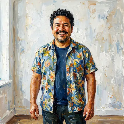 Cheerful Hispanic Man Smiling with White Background