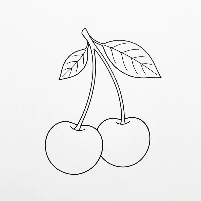 Outline Drawing of Cherries for Coloring
