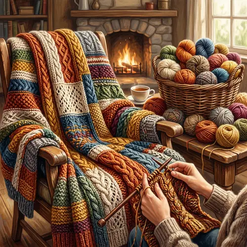 Multicolored Yarn for Cozy Hand-Knitted Blanket | Knitting Inspiration
