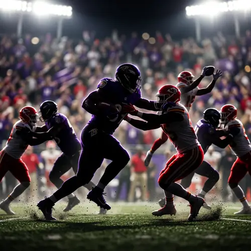 Intense Baltimore Ravens vs Kansas City Chiefs American Football Game