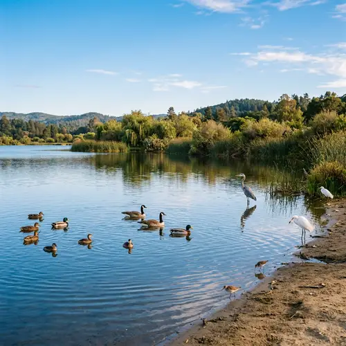 Protected Birds on a Serene Lake