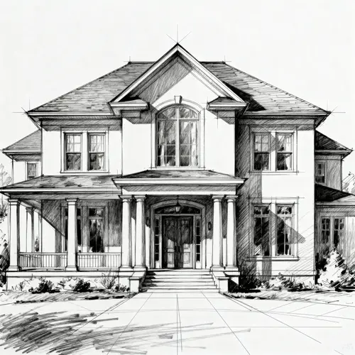 Stunning Mansion Architectural Sketch in Perspective