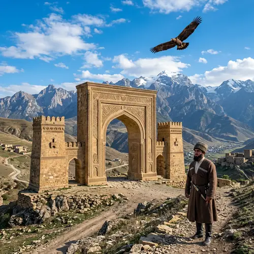 Majestic Sandstone Arch in Agul Region, Dagestan