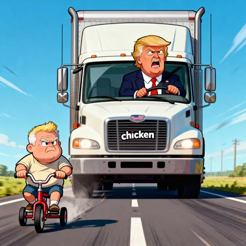 Trump vs. Tricycle: Satirical Cartoon Showdown
