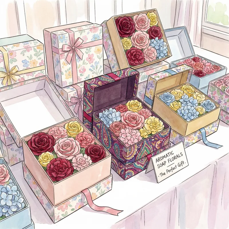 Floral Soap Flower Gift Boxes | Elegant, Captivating, Vibrant Hues