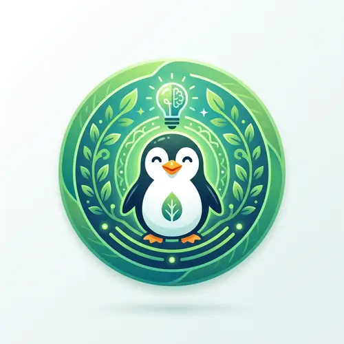 Eco-Friendly AI Assistant Icon with Penguin Element
