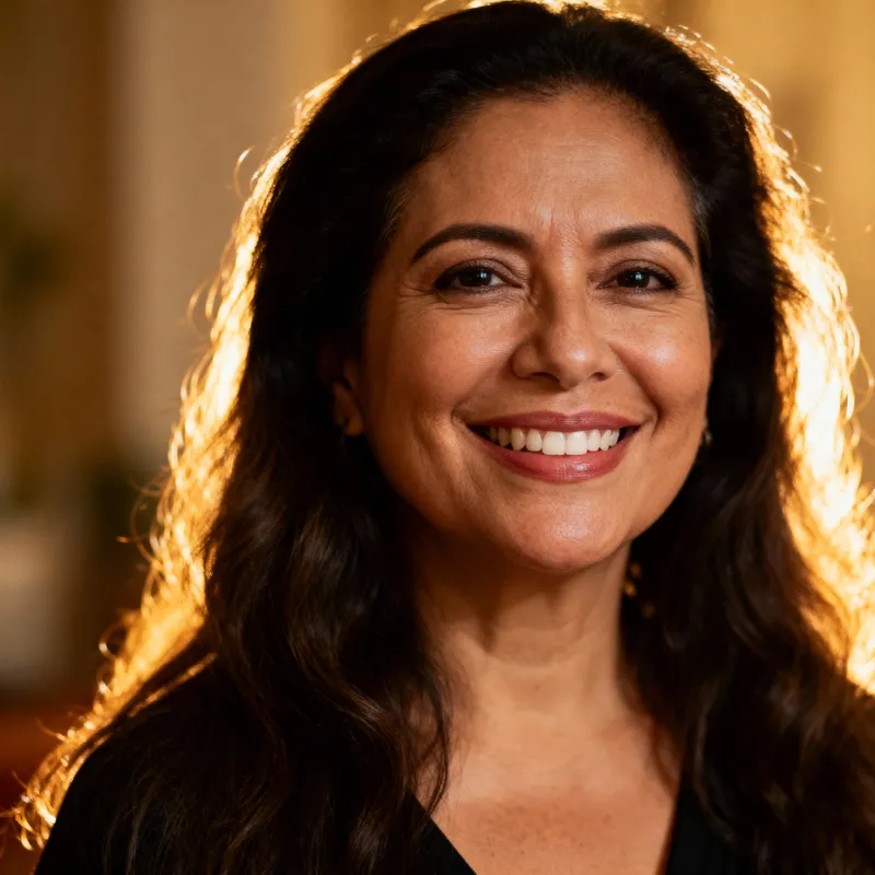 Happy Hispanic Woman Celebrates Weight Loss Success