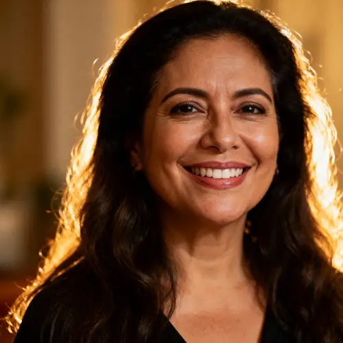 Happy Hispanic Woman Celebrates Weight Loss Success