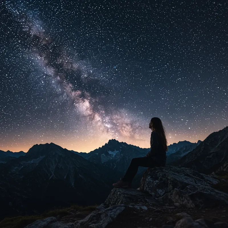 Starry Night Mountain Contemplation
