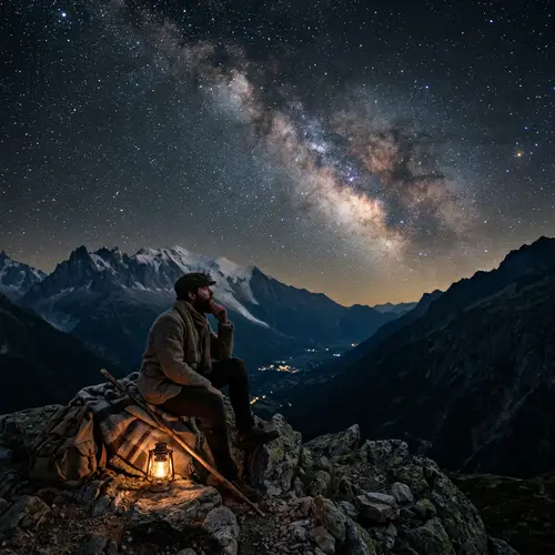 Starry Night Mountain Contemplation