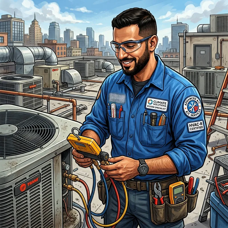 Blue Air Conditioning Technician Shirt | Middle-Eastern Design