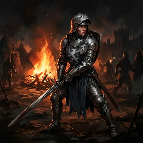 Fierce Female Knight in Medieval Fantasy World