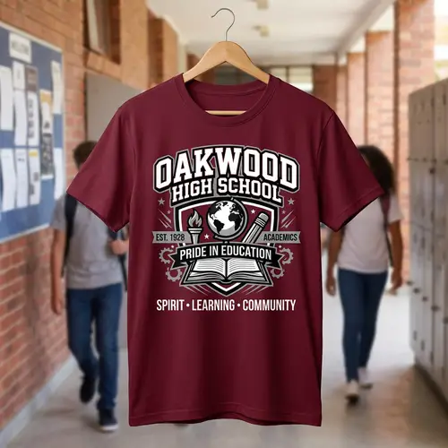 Stylish Burgundy School T-Shirt Design