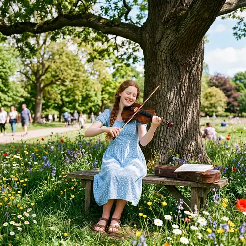 Joyful Teenage Girl Playing Violin in Park | Classical Musician