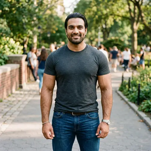 Strong South Asian Man in Casual Attire | Bold and Confident Look