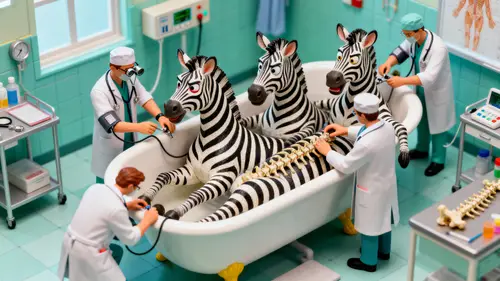 Whimsical Zebras in a Bathtub - A Colorful Fantasy