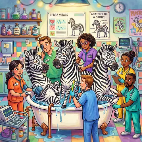 Whimsical Zebras in a Bathtub - A Colorful Fantasy