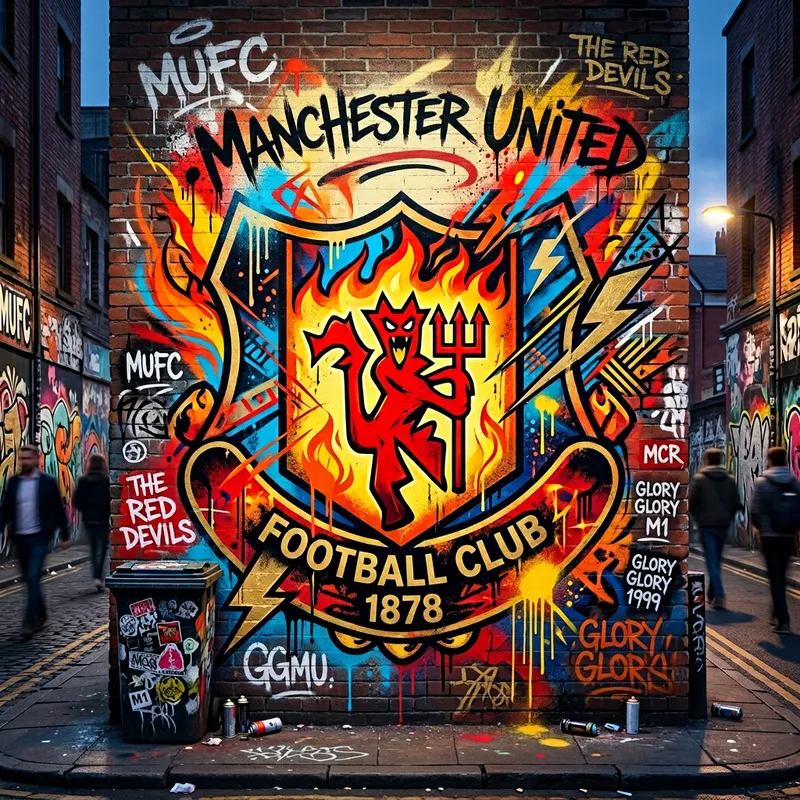 Dynamic Manchester United Street Art Illustration Dynamic Manchester United Street Art Illustration