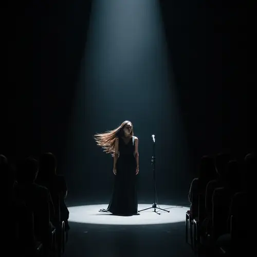 Solitary Character in Spotlight on Stage