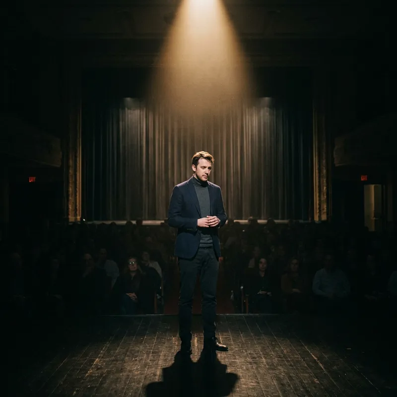 Solitary Character in Spotlight on Stage