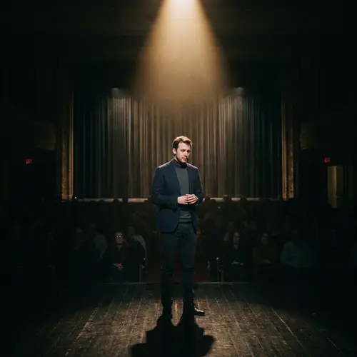 Solitary Character in Spotlight on Stage