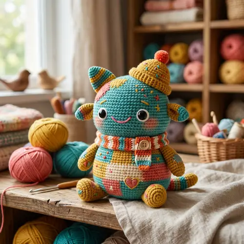 Adorable Amigurumi Creature Handcrafted from Vibrantly Colored Yarn