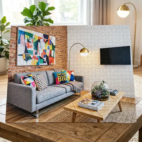 Contemporary Home Decor Puzzle with Diverse Elements