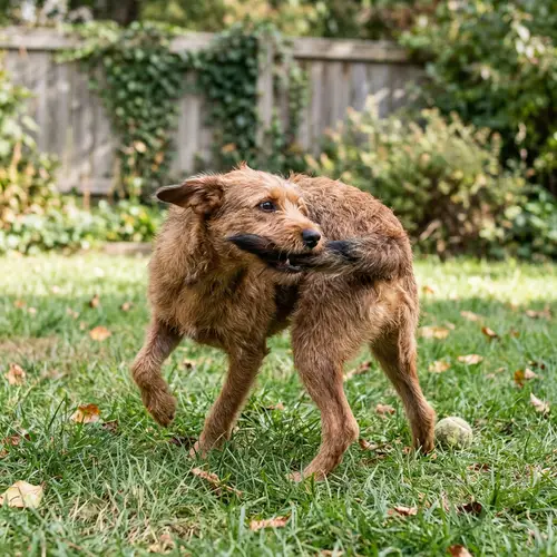 Cute Dog Playfully Biting Tail - Funny Pet Image